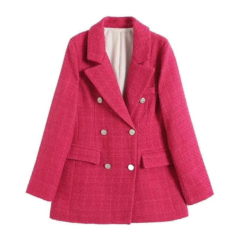 Midilanger Tweed-Blazer mit Taschen für Damen